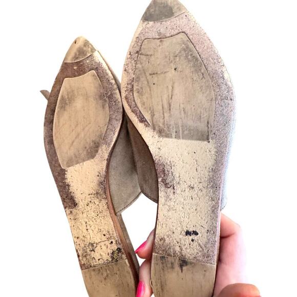 JENNI KAYNE Suede Mules Italian 38 (US 7.5-8) Taupe/Beige GUC Quiet Luxury Shoes - Picture 8 of 9